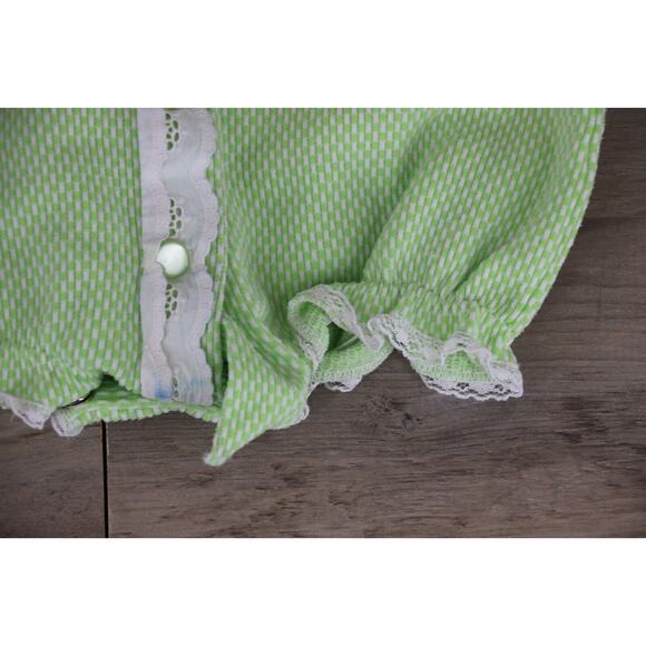 VINTAGE Baby Bliss Collared Button Down Ribbed Shorts Romper Sz Large 3 Months - Picture 4 of 7